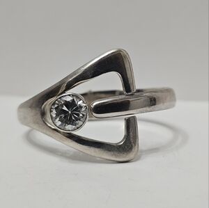 Sterling Silver Mexico Cubic Zirconia Open Clasp Bangle